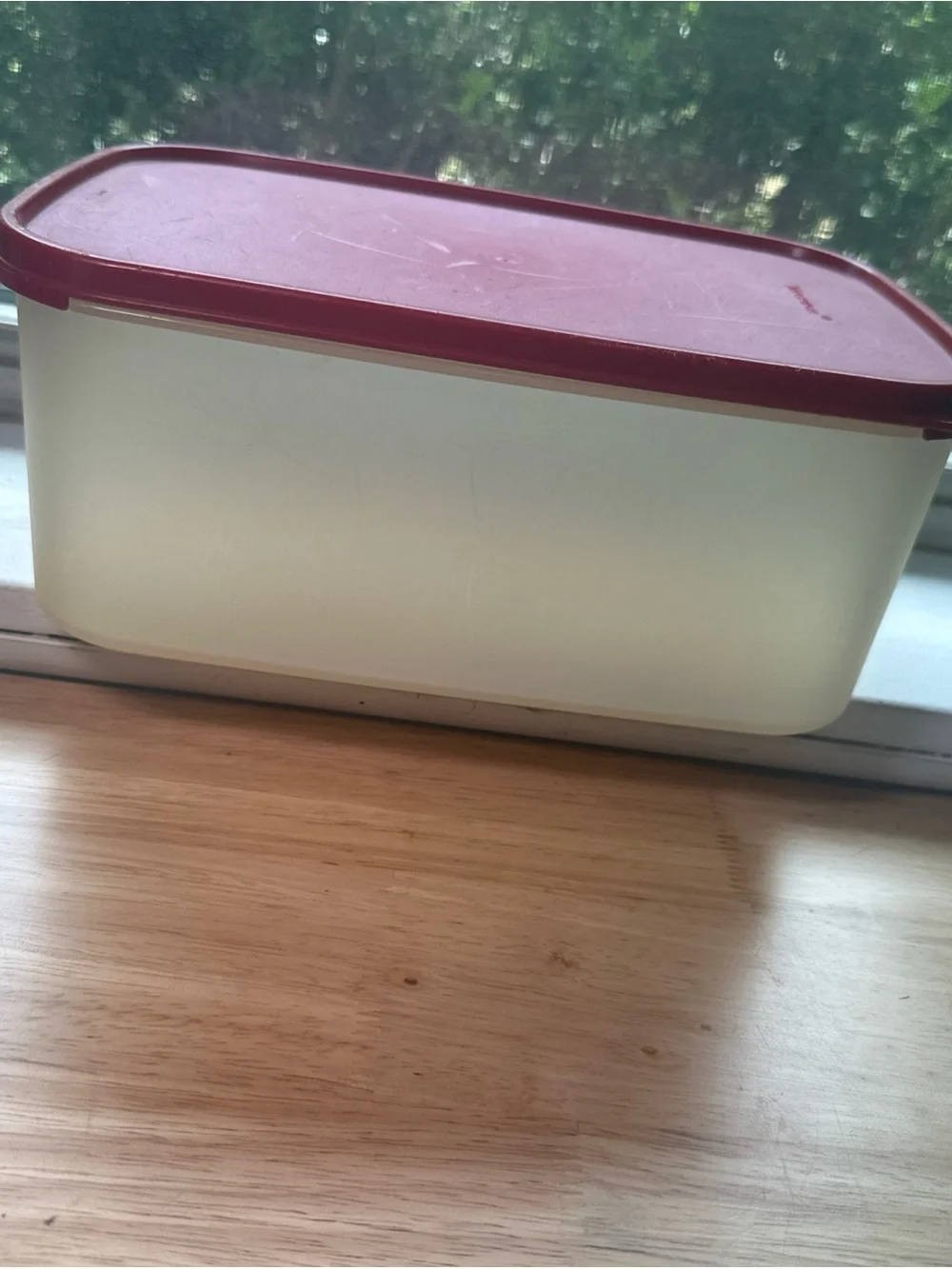 Vintage Tupperware 18 cup 4.3 liter container with Red Lid